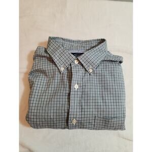 Charles Tyrwhitt 100% Cotton Shirt Mens Large Green Plaid Long Sleeve Slim Fit